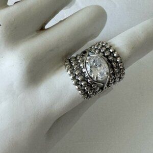 Shablool Israel Sterling Silver Ring w/ Cubic Zirconia Size 7